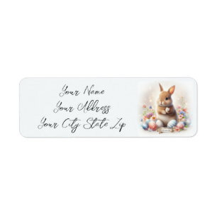 Easter Bunny, Eggs and Flowers