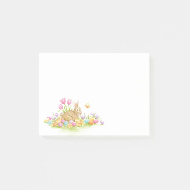 Easter Bunny Eggs and Flowers Post-It Notes (Front)