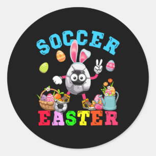 Easter Bunny Eggs Playing Soccer Costume Player  Classic Round Sticker