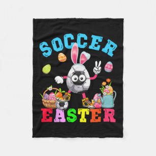 Easter Bunny Eggs Playing Soccer Costume Player Fleece Blanket