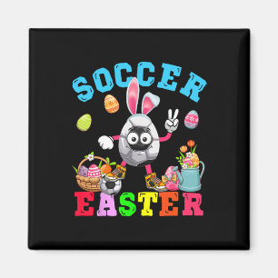 Easter Bunny Eggs Playing Soccer Costume Player  Magnet