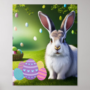 Easter Bunny & Eggs Poster