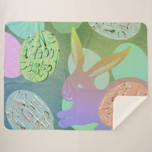 Easter Bunny Eggs Sherpa Blanket