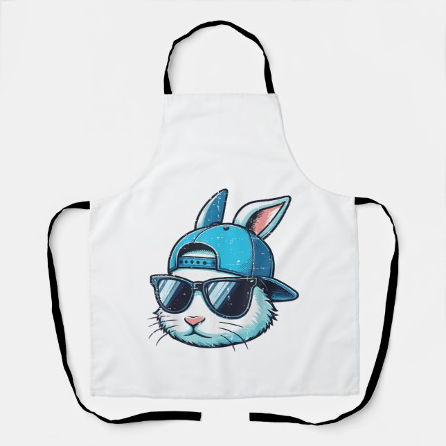 Easter Bunny Face Baseball Cap Sunglasses Rabbit B Apron (Front)