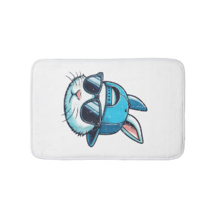Easter Bunny Face Baseball Cap Sunglasses Rabbit B Bath Mat