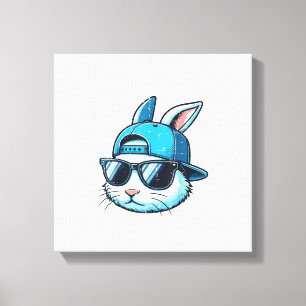 Easter Bunny Face Baseball Cap Sunglasses Rabbit B Canvas Print