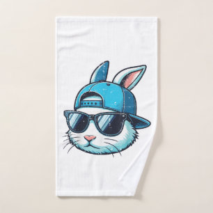 Easter Bunny Face Baseball Cap Sunglasses Rabbit B Hand Towel
