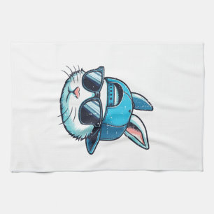 Easter Bunny Face Baseball Cap Sunglasses Rabbit B Kitchen Towel