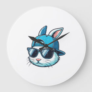Easter Bunny Face Baseball Cap Sunglasses Rabbit B Large Clock