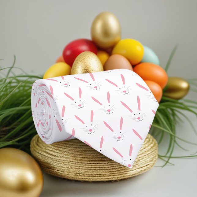 Easter Bunny Face Pattern Holiday Easter Tie (Get this Easter tie for yourself or your family.)