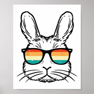 Easter Bunny Face Sungles Retro Rabbit Men Boy Kid Poster