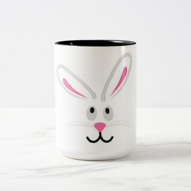Easter Bunny Face Two-Tone Coffee Mug (Center)