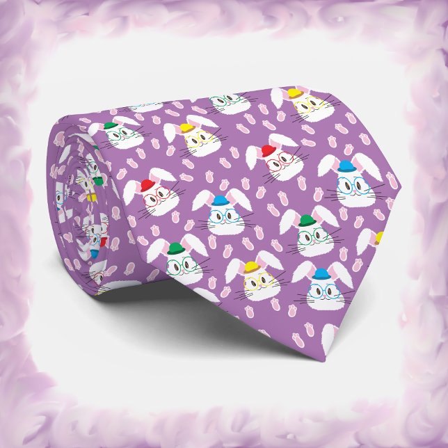 Easter Bunny Faces Pattern Purple Tie (Creator Uploaded)