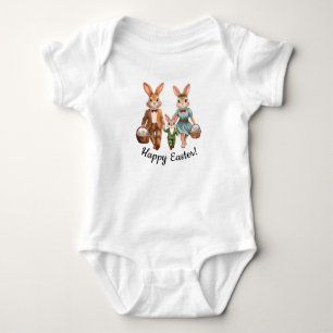 Easter Bunny Family Hunting for Eggs Baby Bodysuit