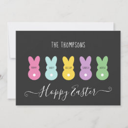 Easter Bunny Family of 5 Holiday Card