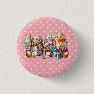 Easter Bunny Fancy Coffee Drinks 1 Inch Round Button