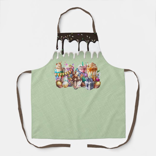 Easter Bunny Fancy Coffee Drinks Apron (Front)