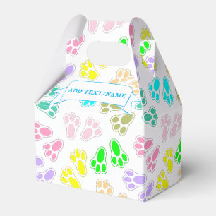 Easter Bunny Feet Pattern Custom Name Favor Box