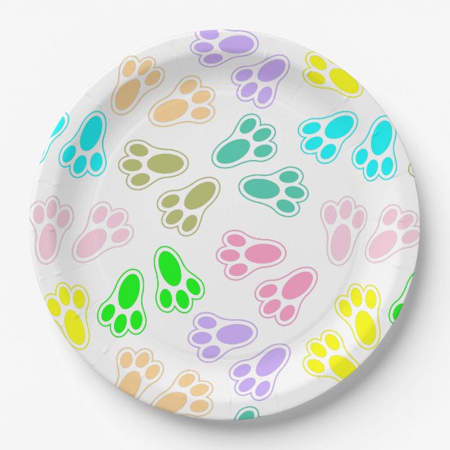 Easter Bunny Feet Pattern Custom Paper Plate (Front)