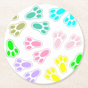 Easter Bunny Feet Pattern Custom Round Paper Coaster