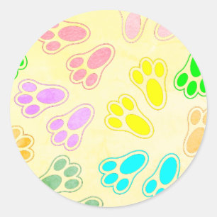 Easter Bunny Feet Pattern Vintage Style Classic Round Sticker