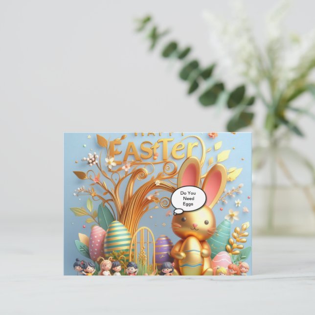 Easter  Bunny filled with vibrant hues Holiday Postcard (Standing Front)