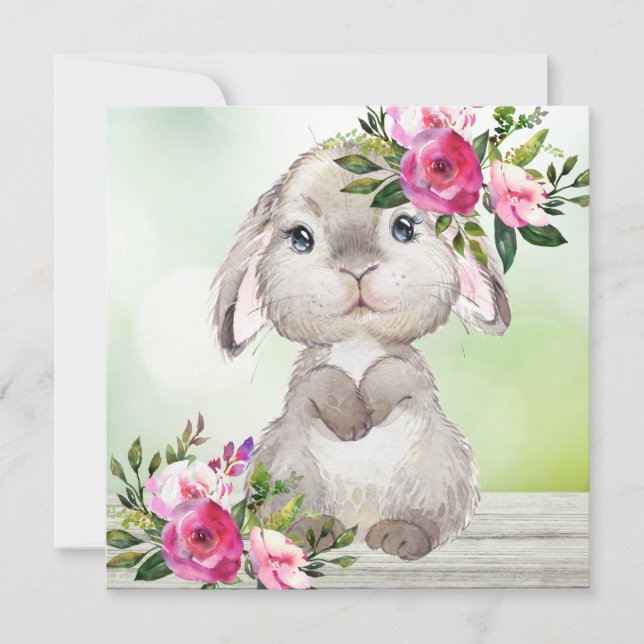 Easter Bunny Flat Square Card (Front)