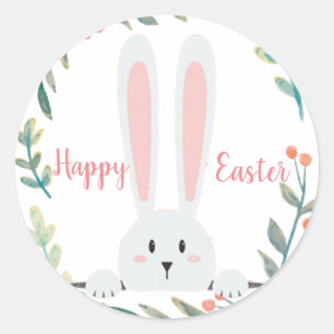 Easter bunny floral classic round sticker