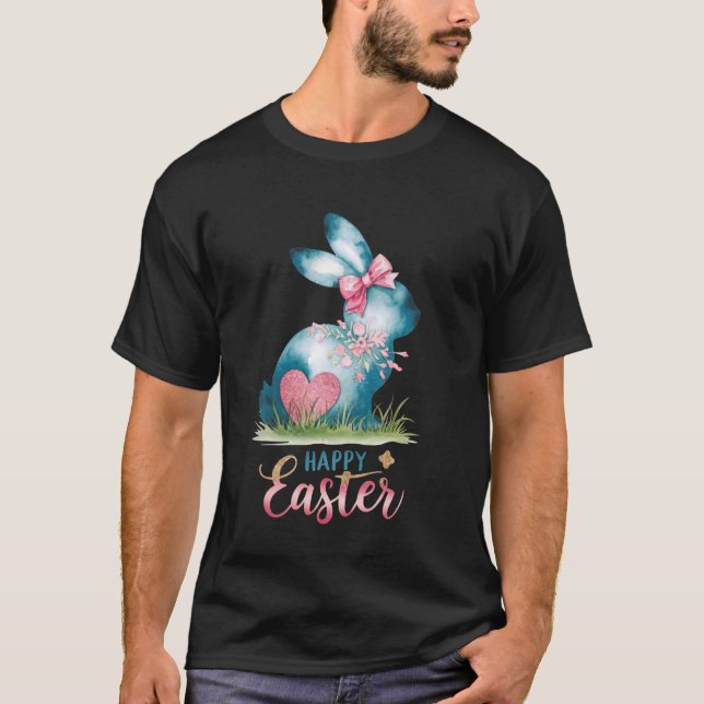 Easter Bunny Floral Egg Hunt Rabbit Easter Day Hap T-Shirt (Front)