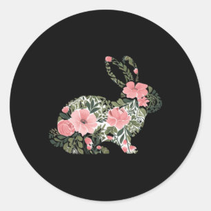 Easter Bunny Floral Spring Rabbit Cute Bunny Women Classic Round Sticker