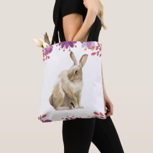 Easter Bunny Floral Tote Bag
