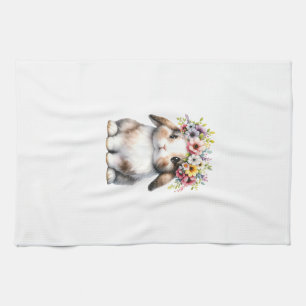 Easter Bunny for Women Girls - Easter Bunny Flower Kitchen Towel