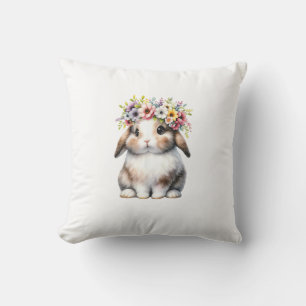 Easter Bunny for Women Girls - Easter Bunny Flower Throw Pillow