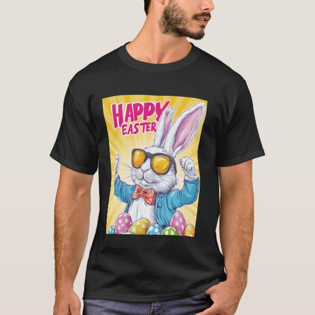 Easter Bunny Funny Easter Eggs Pop Art Style Easte T-Shirt (Front)