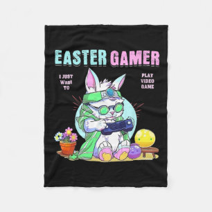 Easter Bunny Funny Gamer Video Game Boys Girls  Fleece Blanket