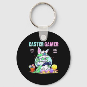 Easter Bunny Funny Gamer Video Game Boys Girls Keychain