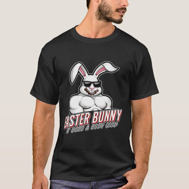 Easter Bunny Funny Gym Gymer Body  T-Shirt (Front)
