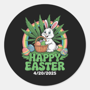 Easter Bunny Funny Weed Smoking Rabbit 4_20 Day Classic Round Sticker