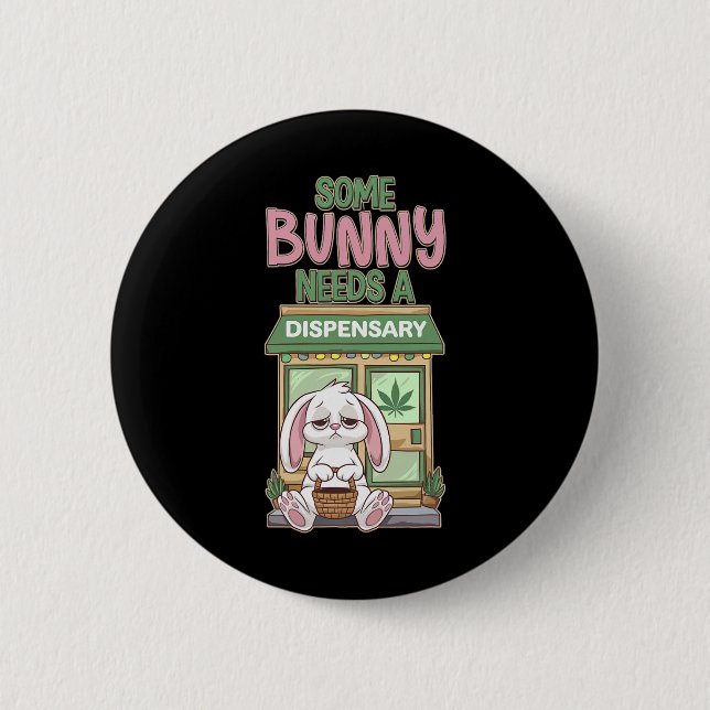 Easter Bunny Funny Weed Smoking Rabbit Day  2 Inch Round Button (Front)