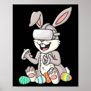 Easter Bunny Gamer Eggs Fun Gaming Toddler Boys Ki Poster