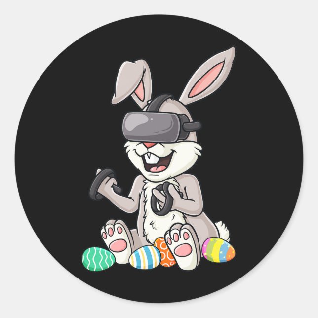 Easter Bunny Gamer Fun Eggs Gaming Toddler Boys Ki Classic Round Sticker (Front)