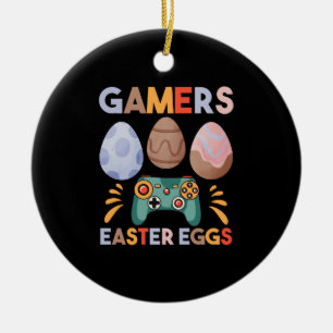 Easter Bunny Gamer Gaming Boy Love Easter Eggs Ceramic Ornament