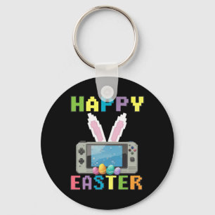 Easter Bunny Gamer With Video Game Controller Keychain
