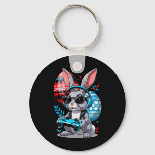 Easter Bunny Gaming Controller And Eggs In Festive Keychain