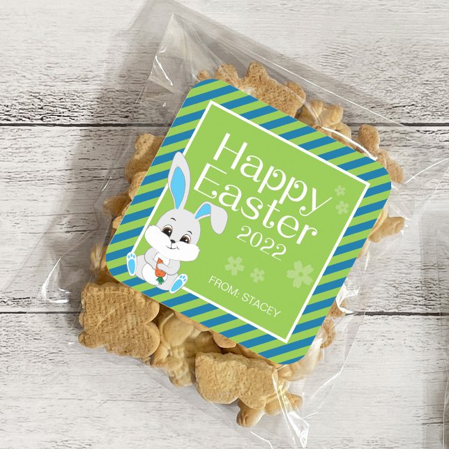 Easter Bunny Gift Sticker & Labels (blue green) (Creator Uploaded)