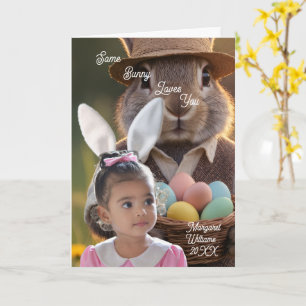 Easter Bunny Girl Photo Customize Card