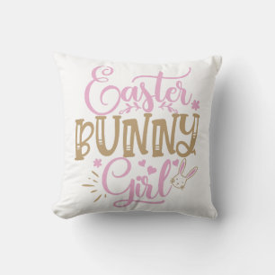 Easter Bunny Girl Throw Pillow