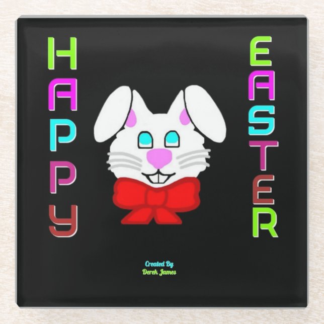 Easter Bunny Glass Coaster (Front)