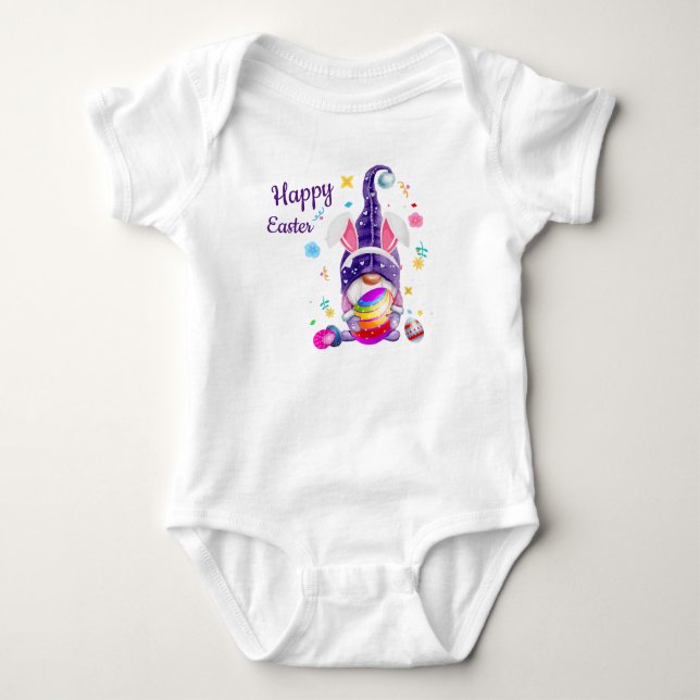 Easter Bunny Gnome Baby Bodysuit (Front)