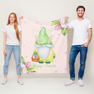 Easter Bunny Gnome Fleece Blanket